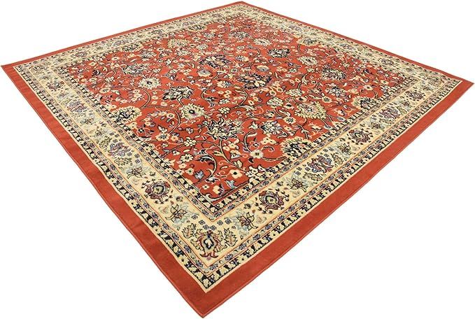 Unique Loom Sialk Hill Collection Area Rug - Washington (8' Square Terracotta/Cream)