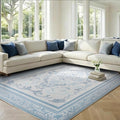 SOULFUL Medium Pile 8x10 Rugs for Living Room - Soft Foot Feel Large Area Rug - Mist Blue Boho Floral - Washable Non-Slip - Perfect for Bedroom Kids Room Under Dining Table Office