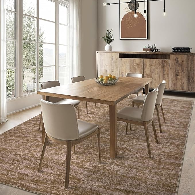 RUGSREAL Large Solid Color Area Rug for Living Room Washable Bedroom Area Rug Non-Slip Low-Pile Modern Contemporary Indoor Area Rugs Home Office Throw Carpet for Dining Room, 8' x 10' Taupe