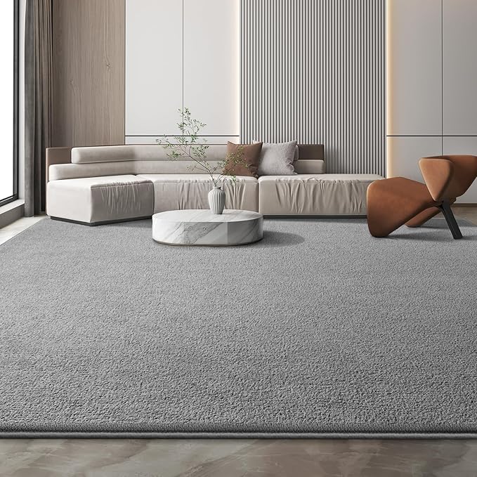Modern Large Area Rug for Bedroom Living Room, 4x6 Feet Grey Thickened Memory Foam Washable Rugs, Non-Slip Soft Minimalist Solid Indoor Carpets for Boys Girls Nursery Room Décor