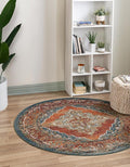 Unique Loom Isabella Collection Area Rug - Rossellini (6' 1" Round, Rust Red/ Beige)