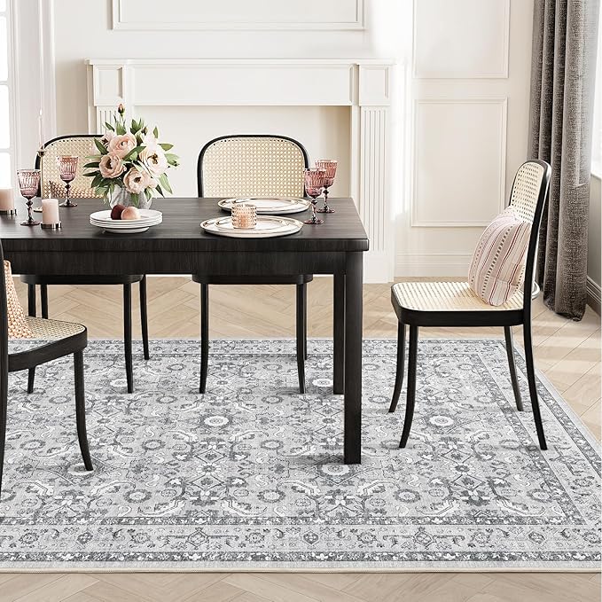 WITSHOCK Living Room Area Rugs 8x10: Soft Non-Slip Backing Washable Rugs Vintage Large Carpet for Bedroom Office Dining Room Kitchen Stain Resistant Home Decor Rug
