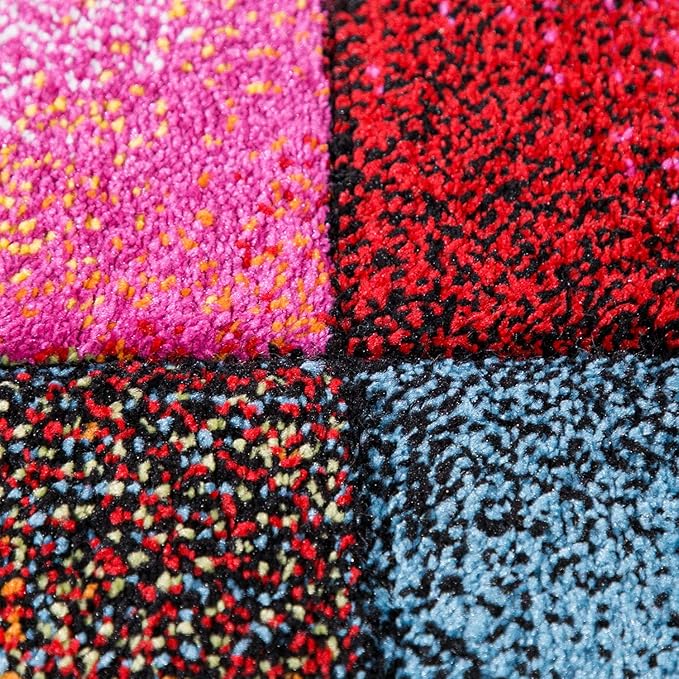 Paco Home Colorful Living Room Rug Checkered Design with Squares Multicolor, Size: 2' x 3'7"