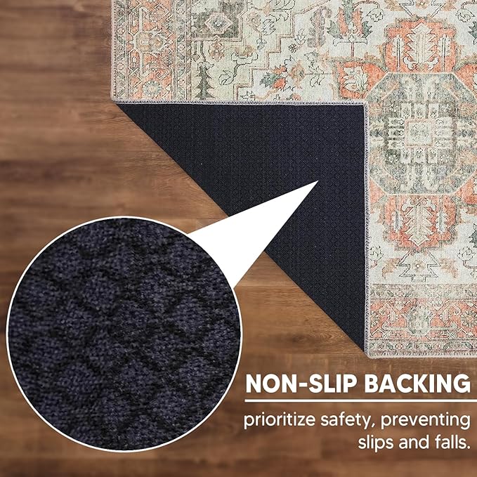 Keen Home Design 2x7 Rug - Machine Washable Runner Rug with Non-Slip Backing, Ideal for Hallway, Entryway, Kitchen, Laundry Room - Vintage, Easy Clean, Durable, Low Pile - (2'6" x 7')