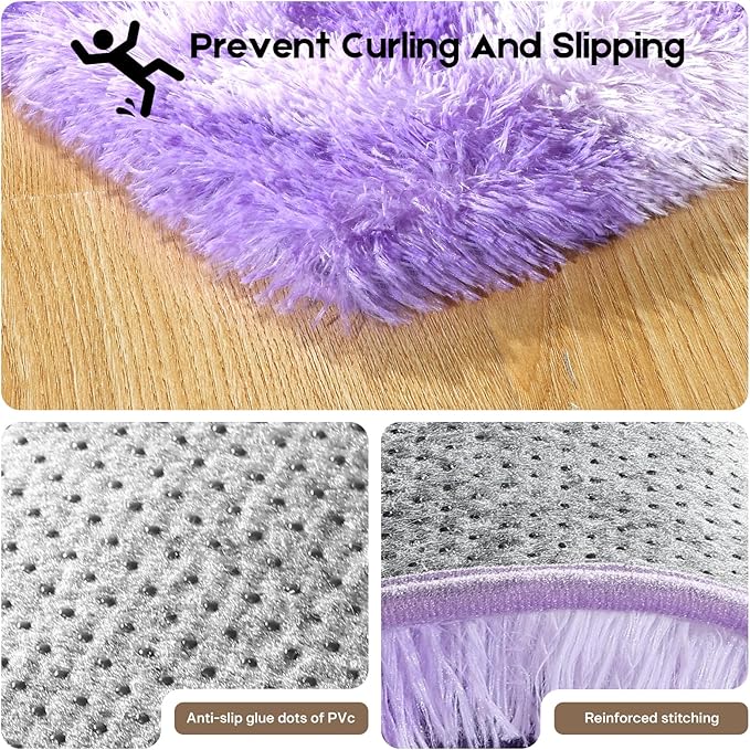 Area Rugs 9x12 Living Room, Fluffy Large Rugs for Bedroom, Soft Shag Fuzzy Non-Slip Carpet for Kids Boys and Girls Nursery Room Dorm Indoor Home Decor (Tie-Dyed Purple, 9ft x 12ft)