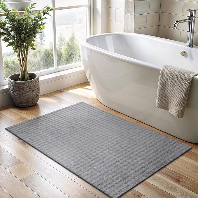 CAMILSON Modern Gray Non Slip Door Mat Rug 2x3 Ultra Soft High Pile Entryway Rugs Non Skid Rubber Backing Durable & Easy to Clean Carpet for Kitchen Bathroom Indoor Use (2 x 3 Gray)