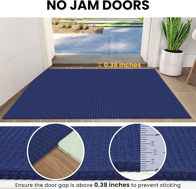 IOHOUZE Washable Runner Rug 2x6 Non Slip Runners for Hallways Entryway Runner Indoor, Kitchen Rugs Woven Cotton Floor Carpet for Kitchen Hall Entrance Bedroom, Royal Blue/Navy