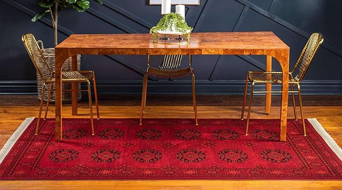 Unique Loom Tekke Collection Over-Dyed Saturated Traditional Torkaman Area Rug (5' 0 x 8' 0 Rectangular, Red/Black)