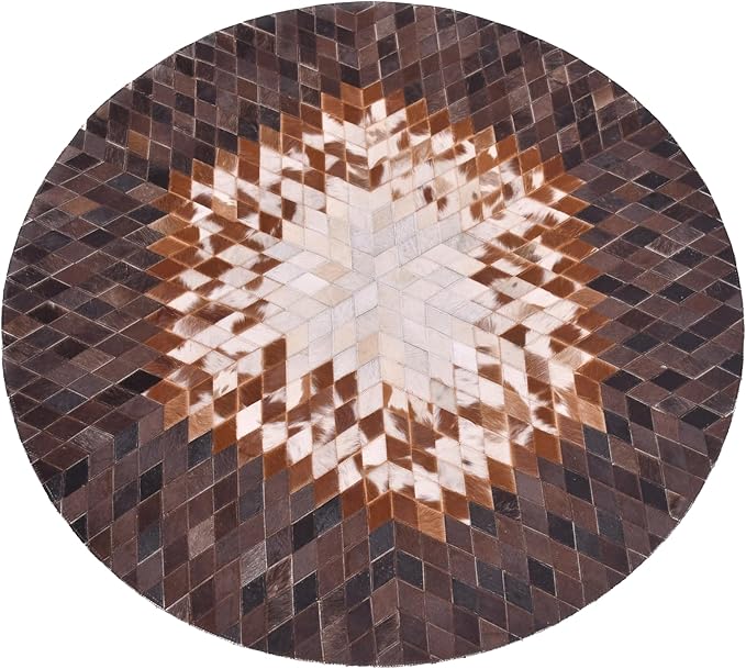 Round Area Rug – Soft and Durable Floor Mat for Living Room, Bedroom, or Entryway – Non-Slip Modern Carpet for Home Decor & Interior Styling(Tan&White 10X10)