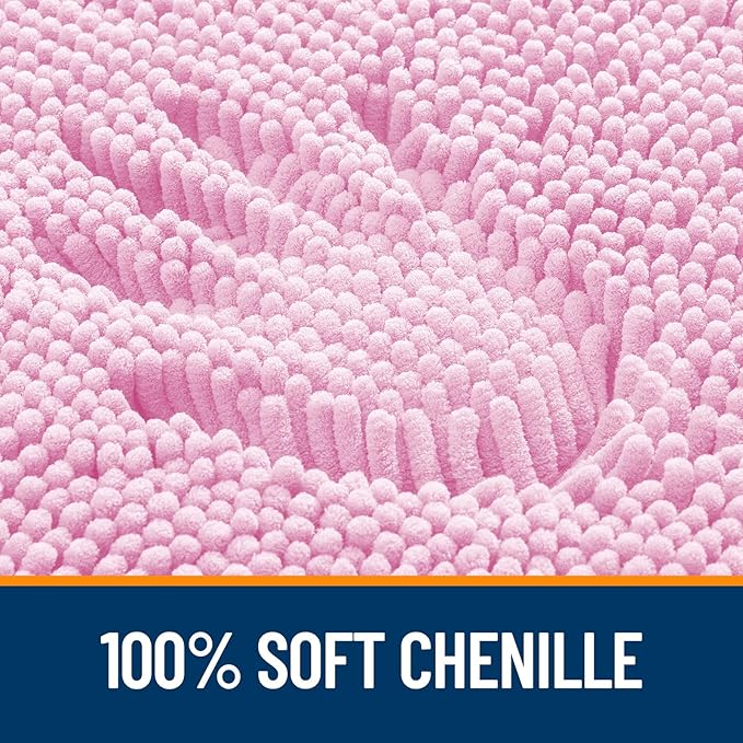 OLANLY Bathroom Rugs 47x20, Extra Soft Absorbent Chenille Bath Rugs, Rubber Backing Quick Dry, Machine Washable Bath Mats for Bathroom Floor, Tub and Shower, Home Decor Accessories, Pink