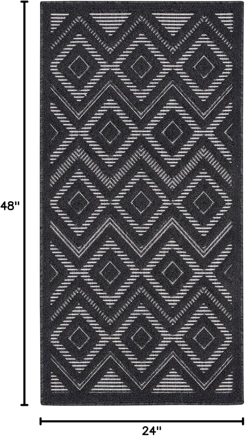 Nourison Home Versatile Charcoal Black 2' x 4' Area Rug - Easy Clean, Non Shedding, Bed Room, Living Room, Dining Room, Kitchen (2' x 4')
