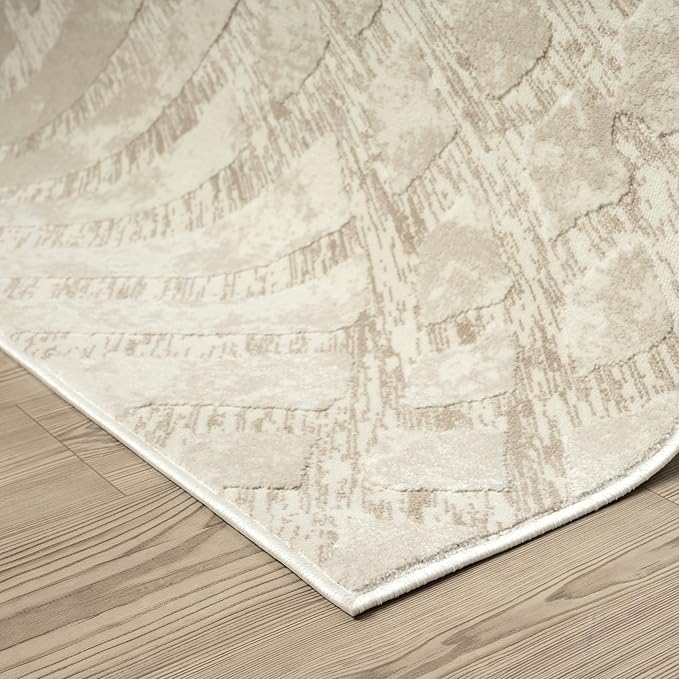 Abani Terra Cream Area Rug for Living Room, Bedroom - Rustic Modern Pattern - 4' x 6' - Durable & Easy to Clean