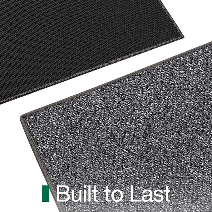 LUMI Ultra Thin Indoor Door Mat for Entrance 32"x48", Non Slip Entryway Mat, Low Profile Doormat, Unique Herringbone Design Carpet for Inside, Patio, Porch, Dark Gray