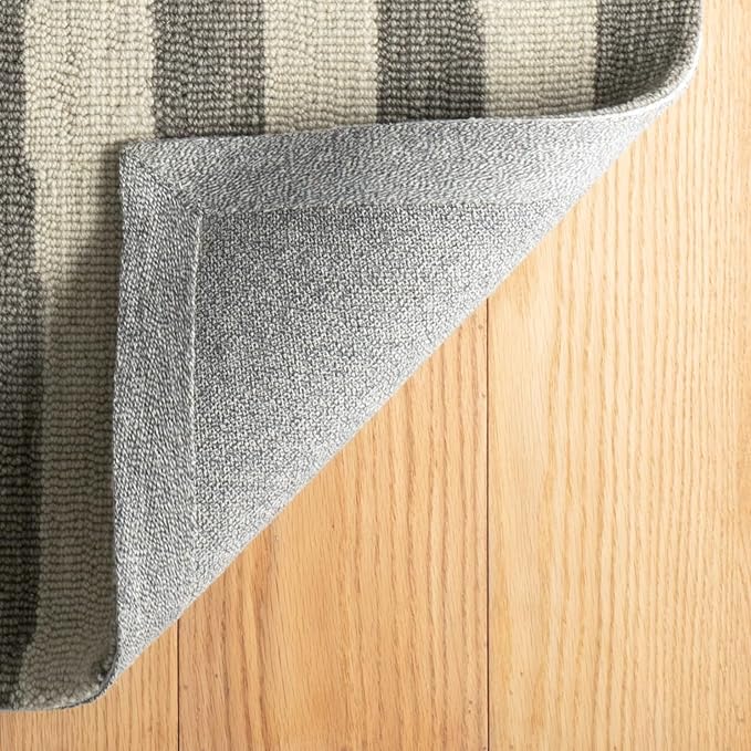 Dash & Albert Silas Stripe Grey Hand Micro Hooked Wool Rug, 5 X 8 Feet, Grey Stripe Pattern - Premium Luxury Hotel Quality Soft Breathable Hypoallergenic Machine Washable Easy Care All Season