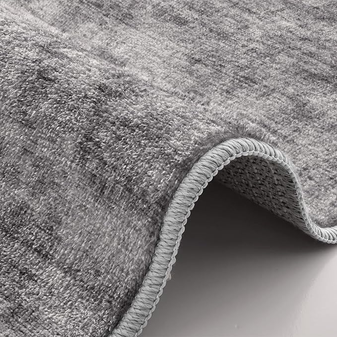 LUMI 4x6 Washable Area Rug for Living Room, Ultra Soft Modern Neutral Grey Rugs Non Slip with Rubber Backing, Low Profile, High Traffic, Stain Resistant Carpets, Ideal for Bedroom, Dining Room