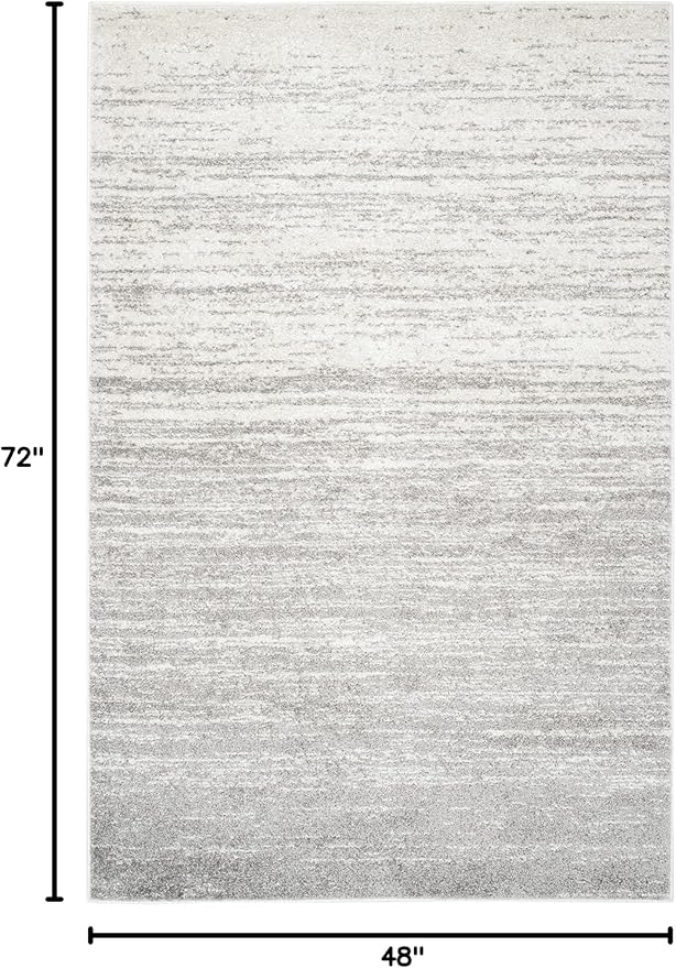 SAFAVIEH Area Rug 4x6 - Adirondack Collection - Ivory & Silver, Modern Ombre Design, Non Shedding & Easy to Clean, Ideal for Living Room, Bedroom, Office, Dining Space (ADR113B)