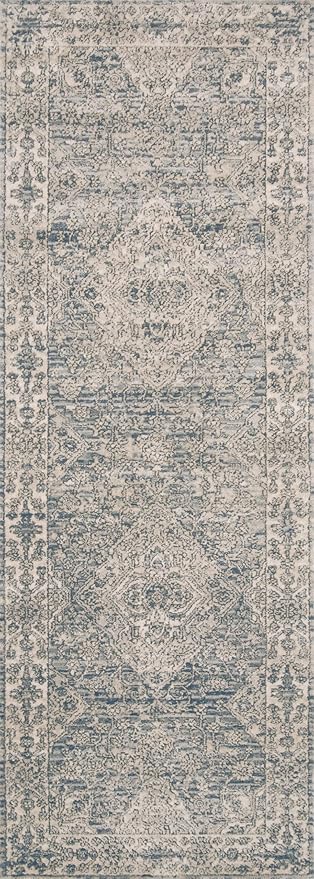 Loloi Teagan Collection TEA-04 Sky/Natural 11'-6" x 15' Area Rug, Large, Soft Neutral Rug, High-Traffic for Living Room, Bedroom, Home Office, Dining Area