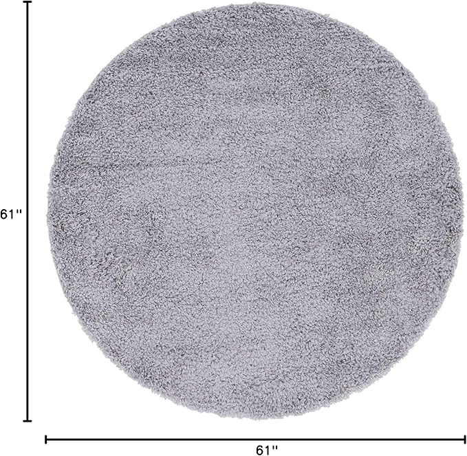 Unique Loom Davos Shag Collection Area Rug - Solid (5' 1" Round, Sterling)