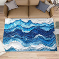 5x7 Ocean Waves Rugs for Bedroom - Abstract Waves Print Rug, Abstract Art Rug Non Slip Soft Rugs for Living Room Hardwood Floors Teen Room