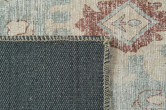 Revival Rugs Nimbus 8'x10' Zero-Shedding Area Rug for Living Room Bedroom - Oeko-TEX Certified, Low Pile, Spot Clean, Aqua, Blue
