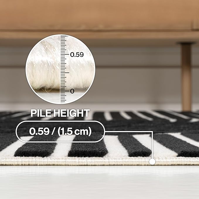 JONATHAN Y Hallie High-Low Curve Black/White 3x5 Indoor Area Rug, Minimalist Geometric, Modern, Non-Shedding, Stain Resistant for Bedroom, Living Room, Kitchen (SCN100F-3)
