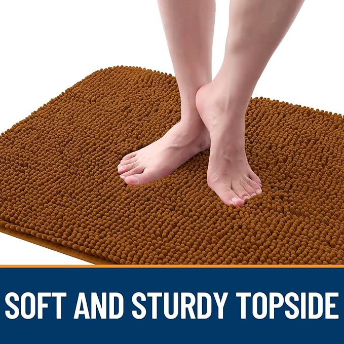 OLANLY Dog Door Mat for Muddy Paws 44x24, Absorbs Moisture and Dirt, Absorbent Non-Slip Washable Doormat, Quick Dry Chenille Mud Mat for Dogs, Entry Indoor Entryway Carpet for Inside Floor, Ochre