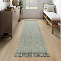 Collive Long Hallway Runner Rug 2.6' x 7', Washable Runner Indoor Entryway Rug, Olive Green/Cream Braided Woven Kitchen Runner Rugs Low-Profile Front Door Floor Carpet for Bedroom Doorway