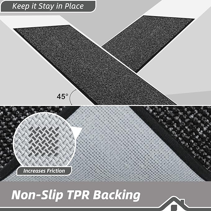 BEQHAUSE 20"x32" Entryway Rug Indoor Door Mat Non-Slip Washable, Hallway Rugs Absorbent & Stain Resist Hall Carpet Runner Rugs for Entryway, Front Door Floor Mats Laundry Room Rugs for Entry, Black