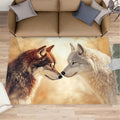 Wolf Rugs for Bedroom - 4x6 Area Rug - 3D Wolf Rugs for Living Room, Misty Forest Rug, Non-Slip Washable Home Decor Carpet