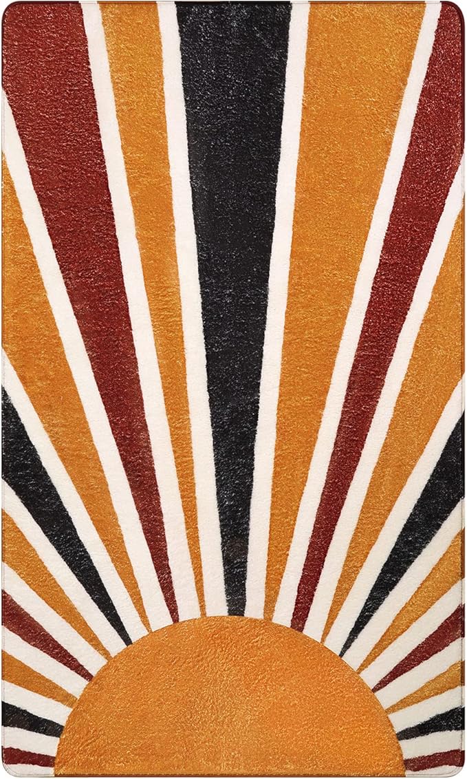 Lahome Boho Area Rug: 3'x5' Washable & Non-Slip Colorful Abstract Rainbow Print for Bedroom, Nursery, Kitchen, Entryway, Bathroom & Office