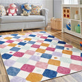 jinchan Macy Area Rug 3x5 Kids Washable Indoor Floor Cover Non-Slip Modern Soft Rug Elementary School Classroom Colorful Diamond Carpet for Nursery Playroom Daycare Living Room Berries on Cream