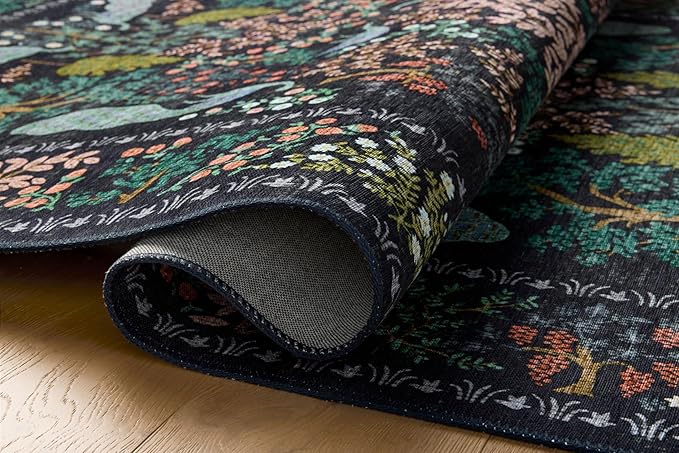 Loloi Rifle Paper Co. Canopy Collection CNP-05 Charcoal 5'-0" x 5'-0" Round Accent Rug