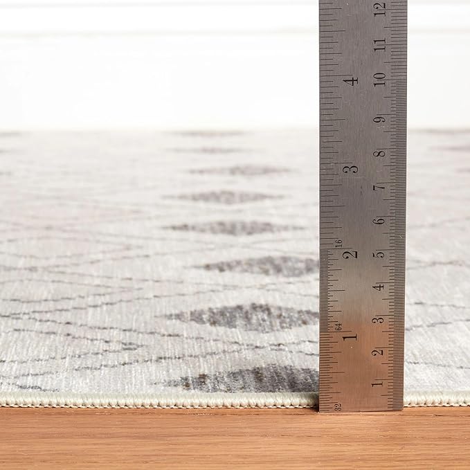 Dash & Albert Chandler Ivory Machine Washable Rug, 4 X 6 Feet, Ivory Geometric Pattern