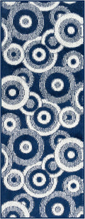 Coastal Runner Rug Non Slip | Retro Modern | Beach House Blue | Custom Cut Length 2'3" x 8' (Runner) | Machine Washable | REMNAZ