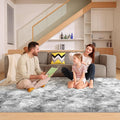 6x9 Tie-Dyed Grey Rugs for Living Room Bedroom, Fluffy Large Area Rug Soft Shag Non-Slip Carpet for Kids Boys and Girls Room Dorm Home Decor (6ft x 9ft)