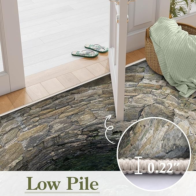 3D Hole Area Rug for Bedroom, 6x9ft, Visual Illusion Stone Cave Trap Design Home Decorative Rugs, Breathable Anti Skid Dirty Resistant Washable Soft Large Carpets for Family Indoor