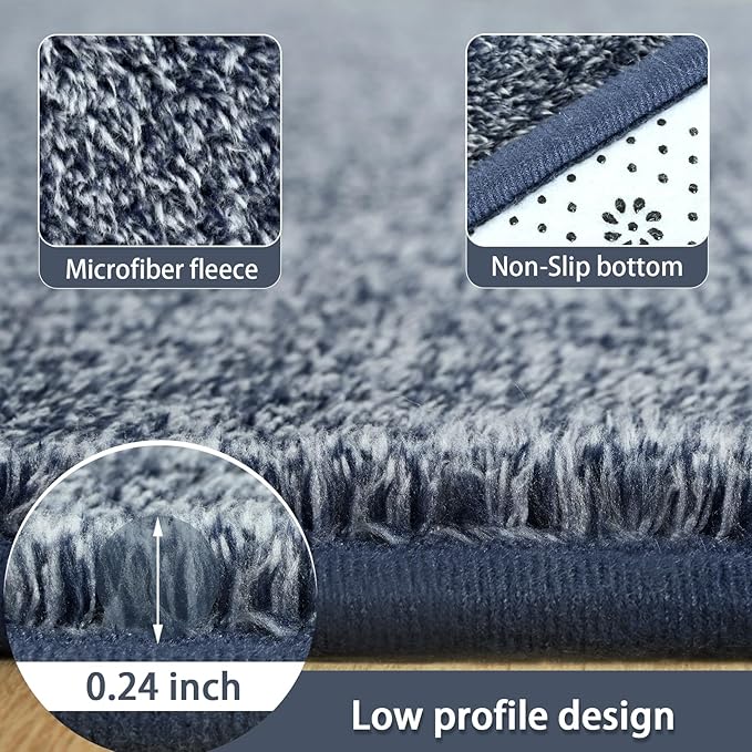 AROGAN Washable 6×9 Living Room Rug, Modern Area Rugs with Soft Memory Foam for Bedroom, Minimalist Non-Slip Indoor Floor Carpet for Dining Room Office Kids Playroom Decor, Navy Blue