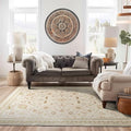 EVERGRACE Area Rugs for Living Room 8x10, Boho Floral Faux Wool Indoor Outdoor Rugs, Washable Rugs for Bedroom Dining Room Entryway Kitchen, Low Pile Floor Mat Carpet for Home Decor, Natural Beige