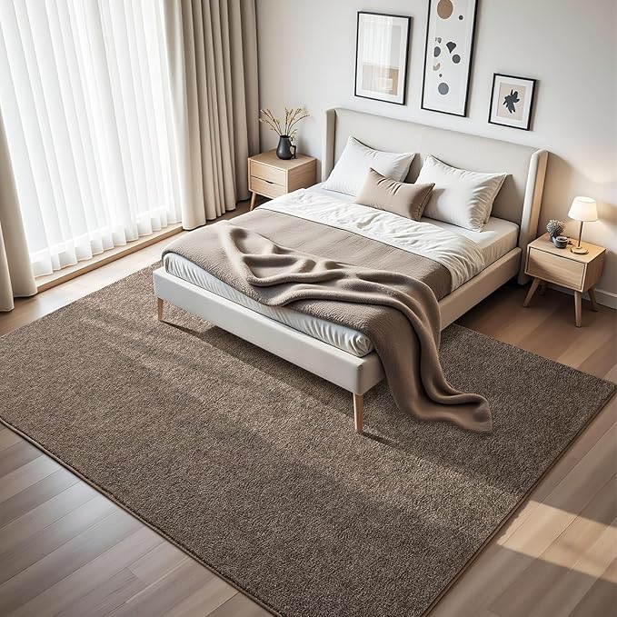 HQAYW 6x9 Large Area Rugs for Living Room Bedroom, Modern Thickened Memory Foam Soft Rug, Low Pile Minimalist Washable Non Slip Carpets for Kids Girls Boys Nursery Dorm Home Decor, Brown