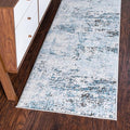 Rugs.com Leipzig Collection Runner Rug – 6 Ft Runner Blue Low-Pile Rug Perfect for Hallways, Entryways