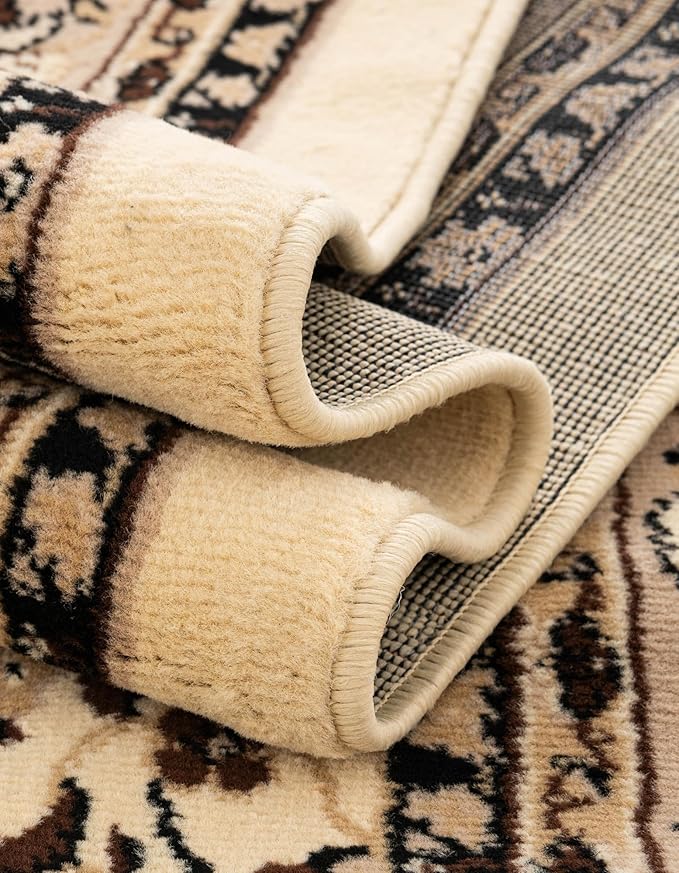 Unique Loom Sialk Hill Collection Area Rug - Washington (7' 10" x 10' Oval Ivory/Black)