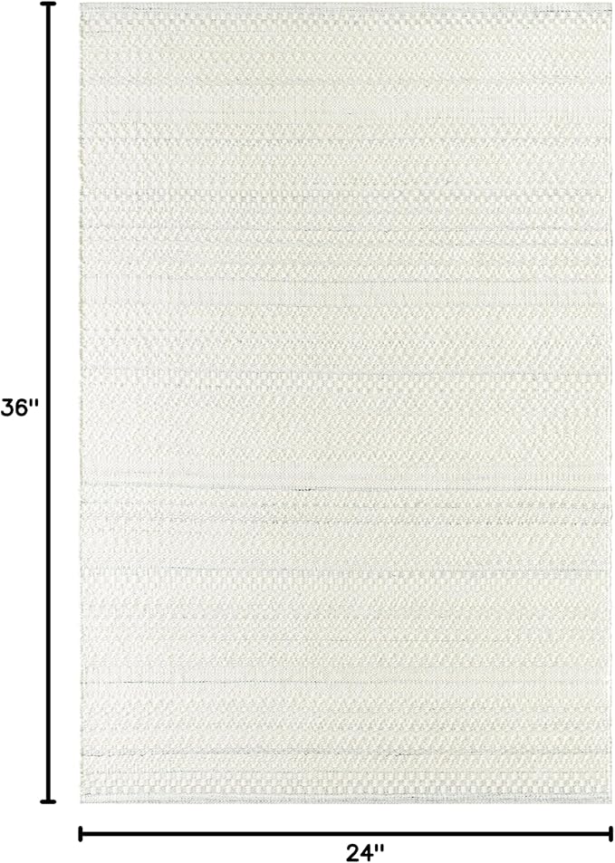 Mark&Day Wool Rugs, 2x3 Precious Solid and Border Cream/Light Slate Area Rug, Cream Grey Carpet for Living Room, Bedroom or Kitchen (2' x 3')