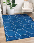 Unique Loom Trellis Frieze Collection Area Rug - Geometric (10' x 13', Navy Blue/ Ivory)