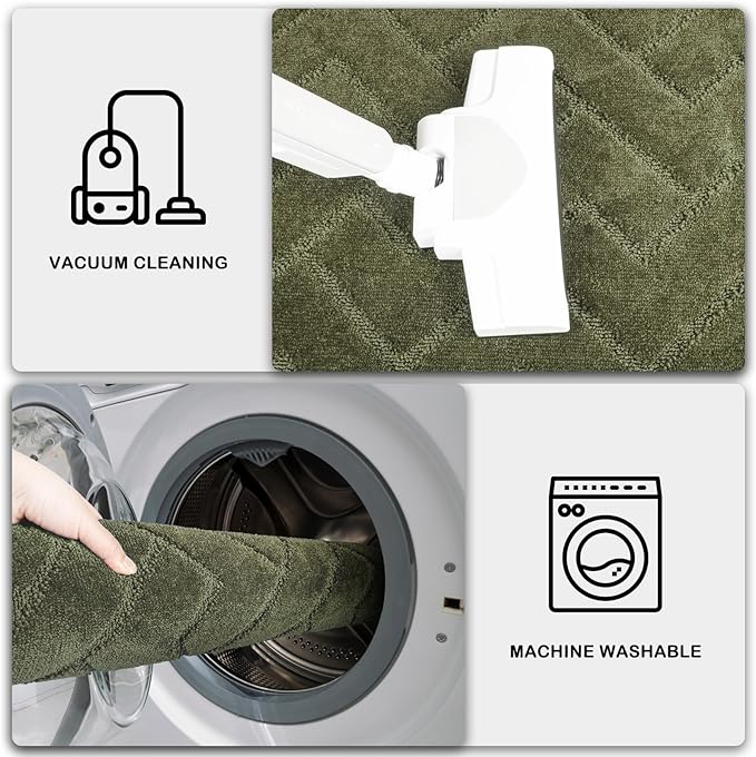 PURRUGS Dirt Trapping Door Mat 34" x 59", Non-Slip Machine Washable Entry Rug, Shoe Scraper, Dog Doormat, Super Absorbent Welcome Mat for Front & Back Door, Muddy Wet Shoes & Paws, Sage Green