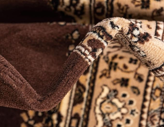 Unique Loom Reza Collection Traditional Persian Style Area Rug, 2 ft 2 in x 8 ft 2 in, Brown/Ivory