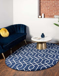 Unique Loom Glam Collection Area Rug - Trellis (4' 1' x 6' 1' Oval, Navy Blue Silver/ Silver)
