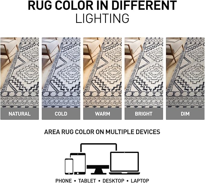 Rugshop Cream and Black Southwestern Tribal Area Rug – Boho Geometric Diamond Pattern Carpet for Living Room, Bedroom, or Entryway – Soft Modern Rustic Floor Décor 4' x 6' Cream