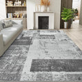 LOCHAS Rug for Living Room 6x9, Washable Soft Area Rugs for Bedroom, Abstract Carpet for Indoor Office Kids Dining Room Nursery Floor, Grey Geometric Vintage Home Decor, Non Slip, Pet Child Friendly