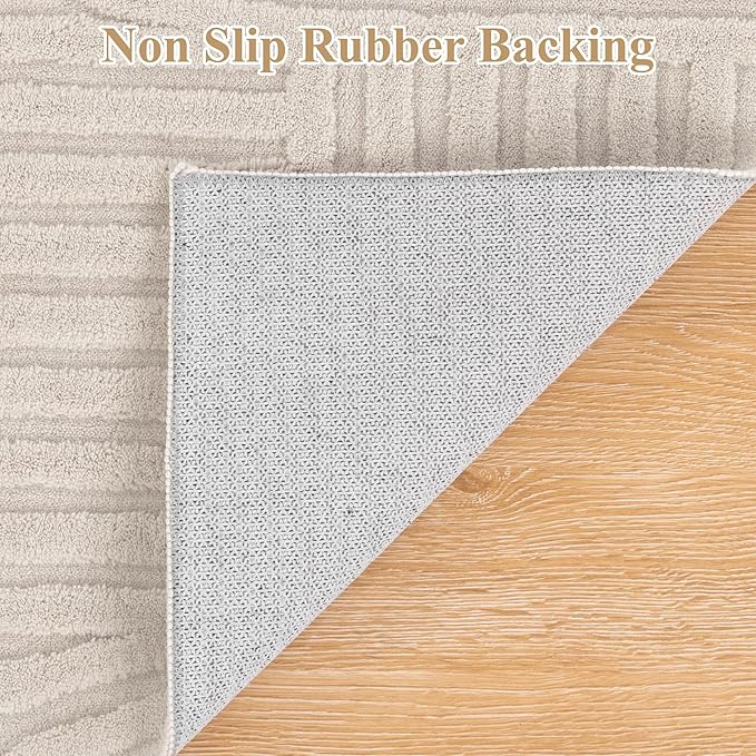 Pauwer 3x5 Washable Area Rugs for Living Room Modern Beige Solid Color Soft Fluffy Rugs for Bedroom Non Slip Boho Accent Indoor Mat Floor Carpet Cover for Kids Room Dining Room Kitchen Office, Beige