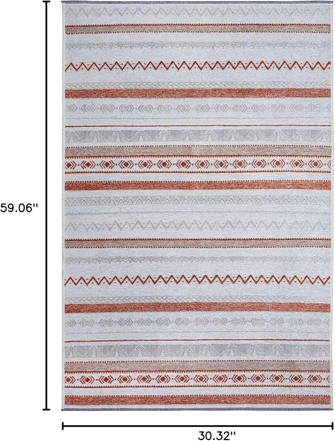 Alfa Rich 3x5 Beige Terracotta Washable Area Rugs for Living Room Bedroom Kitchen Cotton Runner